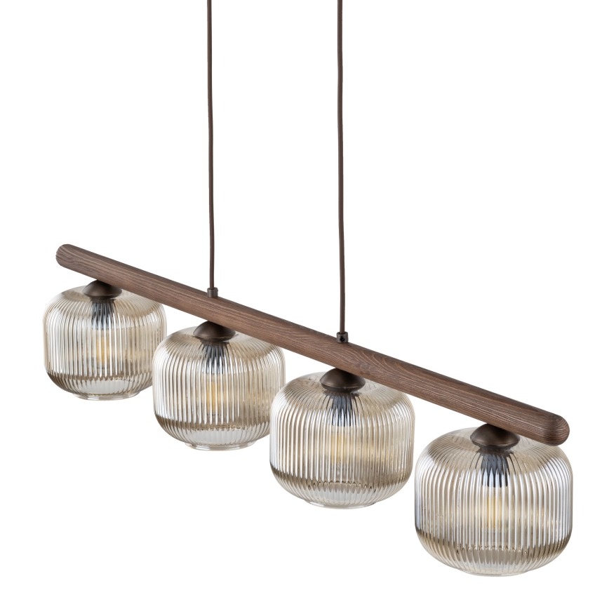 Suspension sur câble SALVIA 4xE14/10W/230V brun/brun fumé