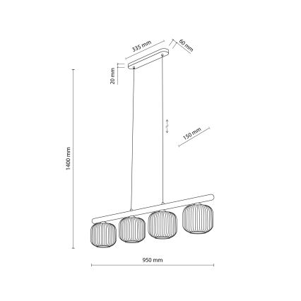 Suspension sur câble SALVIA 4xE14/10W/230V brun/brun fumé