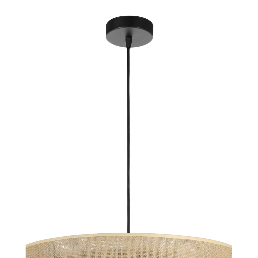 Suspension sur câble SARTA 1xE27/60W/230V Ø 45 cm noir/jute