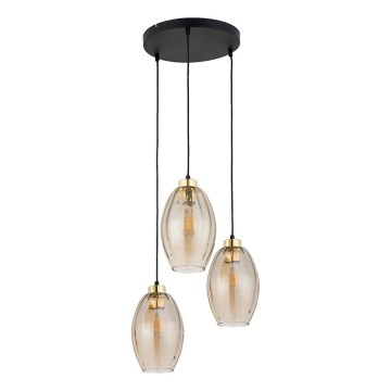 Suspension sur câble SEBO 3xE27/15W/230V noir/beige fumé