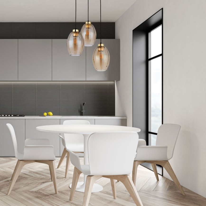 Suspension sur câble SEBO 3xE27/15W/230V noir/beige fumé