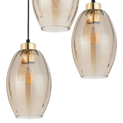 Suspension sur câble SEBO 3xE27/15W/230V noir/beige fumé