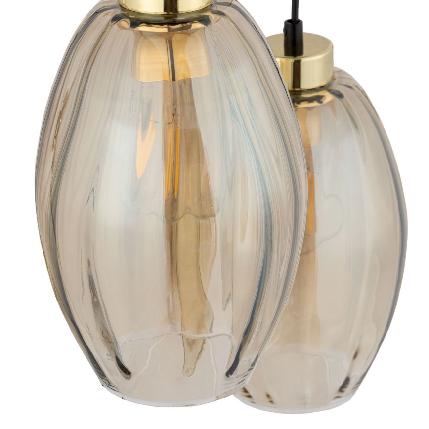 Suspension sur câble SEBO 3xE27/15W/230V noir/beige fumé