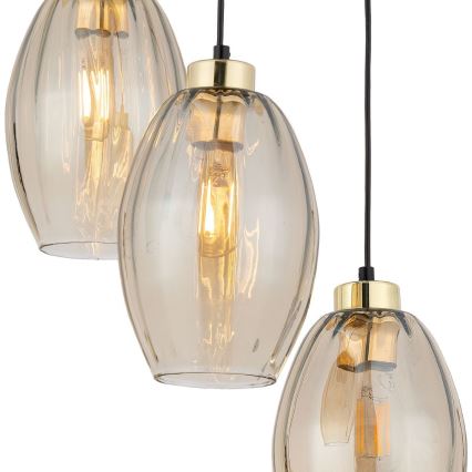 Suspension sur câble SEBO 3xE27/15W/230V noir/beige fumé