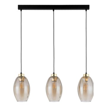 Suspension sur câble SEBO 3xE27/15W/230V noir/beige fumé