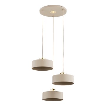 Suspension sur câble SELIA 3xE27/15W/230V beige/dorée