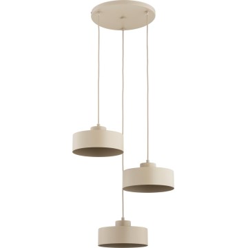 Suspension sur câble SELIA 3xE27/15W/230V beige