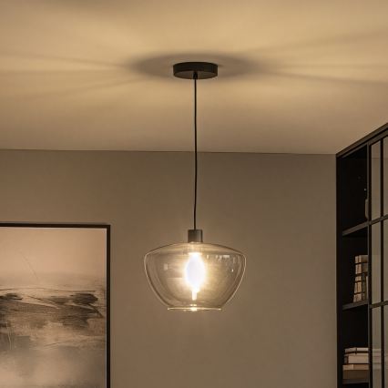 Suspension sur câble SEVENTIES E27/40W/230V fumé/gris