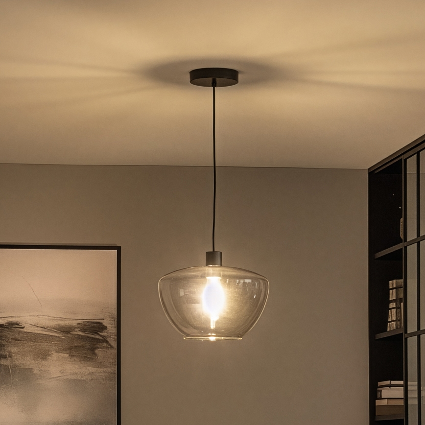 Suspension sur câble SEVENTIES E27/40W/230V fumé/gris