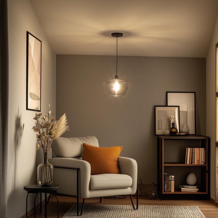 Suspension sur câble SEVENTIES E27/40W/230V fumé/gris
