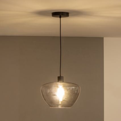 Suspension sur câble SEVENTIES E27/40W/230V fumé/gris