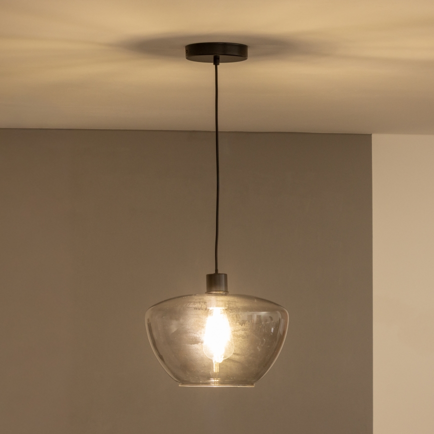 Suspension sur câble SEVENTIES E27/40W/230V fumé/gris