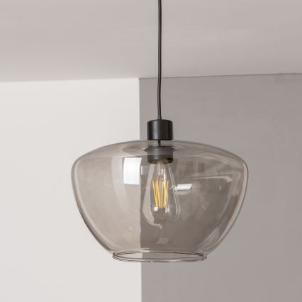 Suspension sur câble SEVENTIES E27/40W/230V fumé/gris