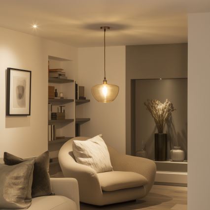 Suspension sur câble SEVENTIES E27/60W/230V fumé/marron