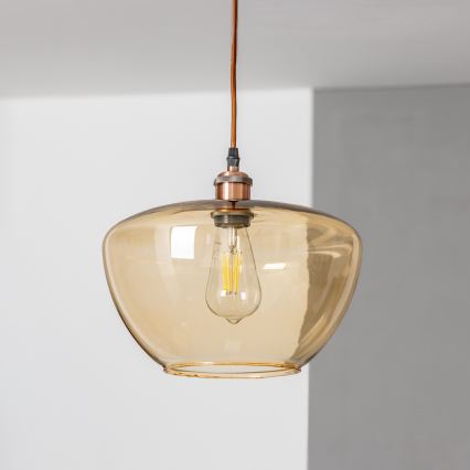 Suspension sur câble SEVENTIES E27/60W/230V fumé/marron