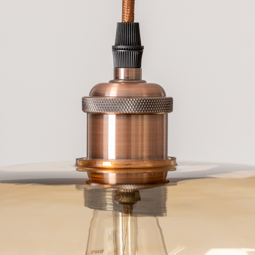 Suspension sur câble SEVENTIES E27/60W/230V fumé/marron