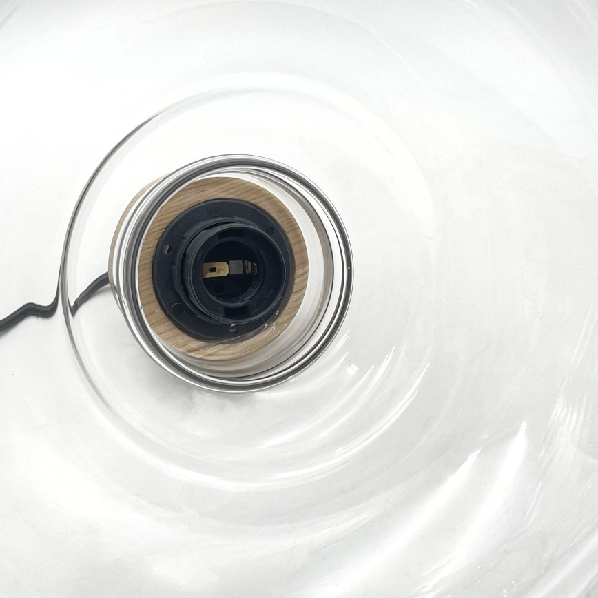 Suspension sur câble SINGLE 1xE27/60W/230V Ø 28 cm chêne