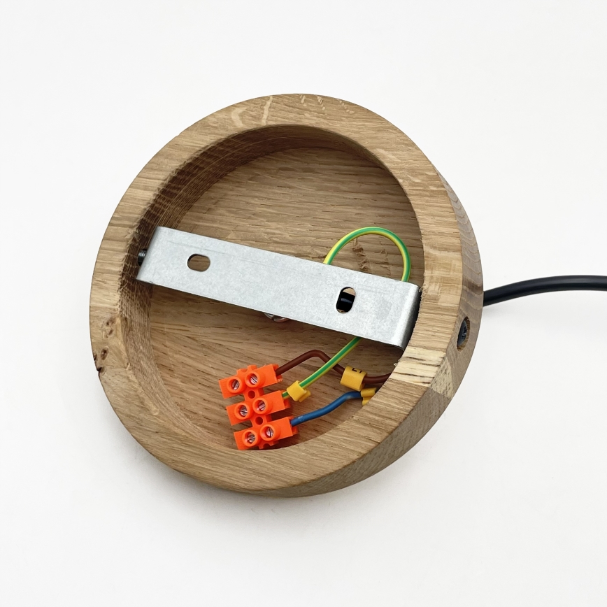 Suspension sur câble SINGLE 1xE27/60W/230V Ø 28 cm chêne