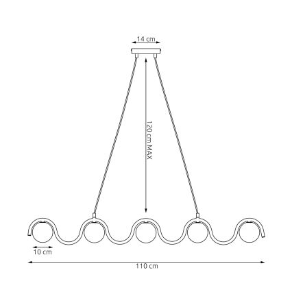 Suspension sur câble SINUS 5xG9/8W/230V blanche