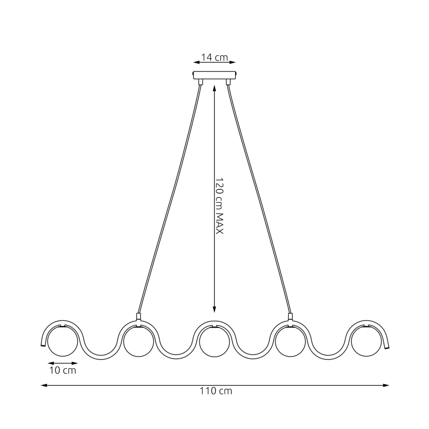 Suspension sur câble SINUS 5xG9/8W/230V noire