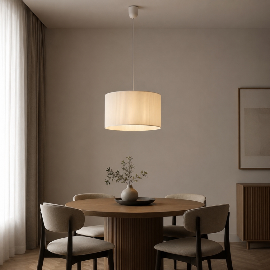 Suspension sur câble SIRJA PLISADO 1xE27/15W/230V Ø 35 cm crème