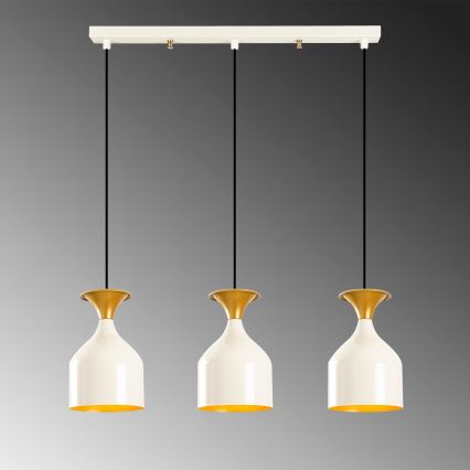 Suspension sur câble SIVANI 3xE27/40W/230V blanc/cuivré