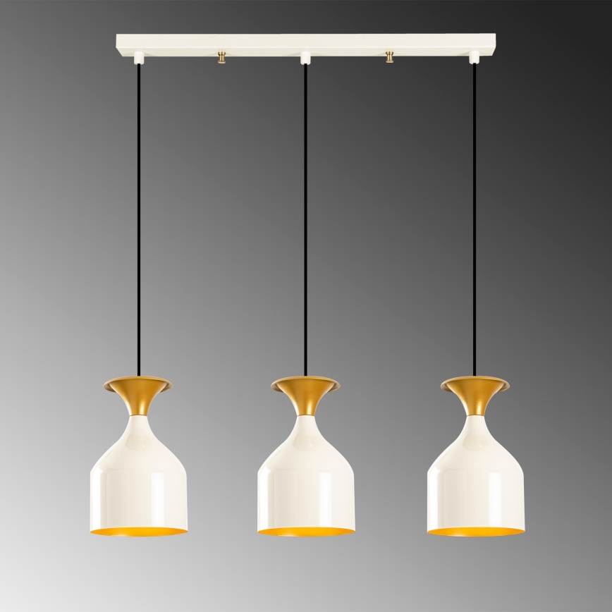 Suspension sur câble SIVANI 3xE27/40W/230V blanc/cuivré
