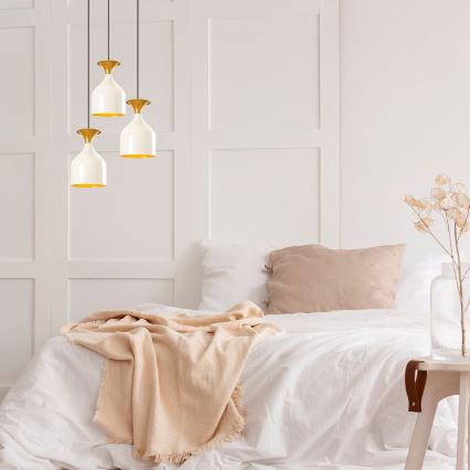 Suspension sur câble SIVANI 3xE27/40W/230V blanc/cuivre