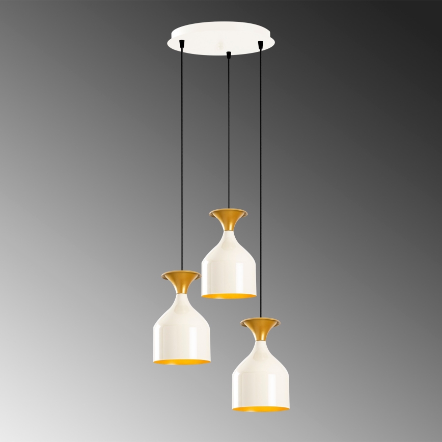 Suspension sur câble SIVANI 3xE27/40W/230V blanc/cuivre