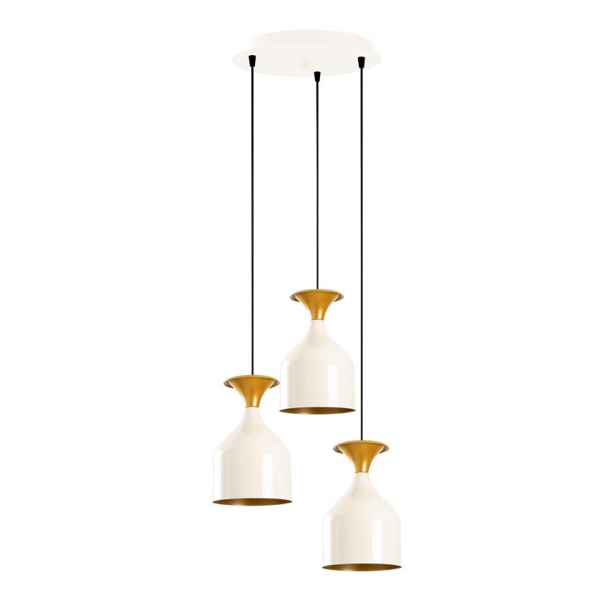 Suspension sur câble SIVANI 3xE27/40W/230V blanc/cuivre