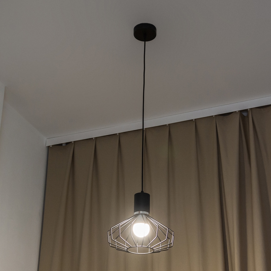 Suspension sur câble SOLANO 1xE27/15W/230V noir/chrome poli