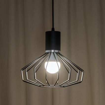 Suspension sur câble SOLANO 1xE27/15W/230V noir/chrome poli