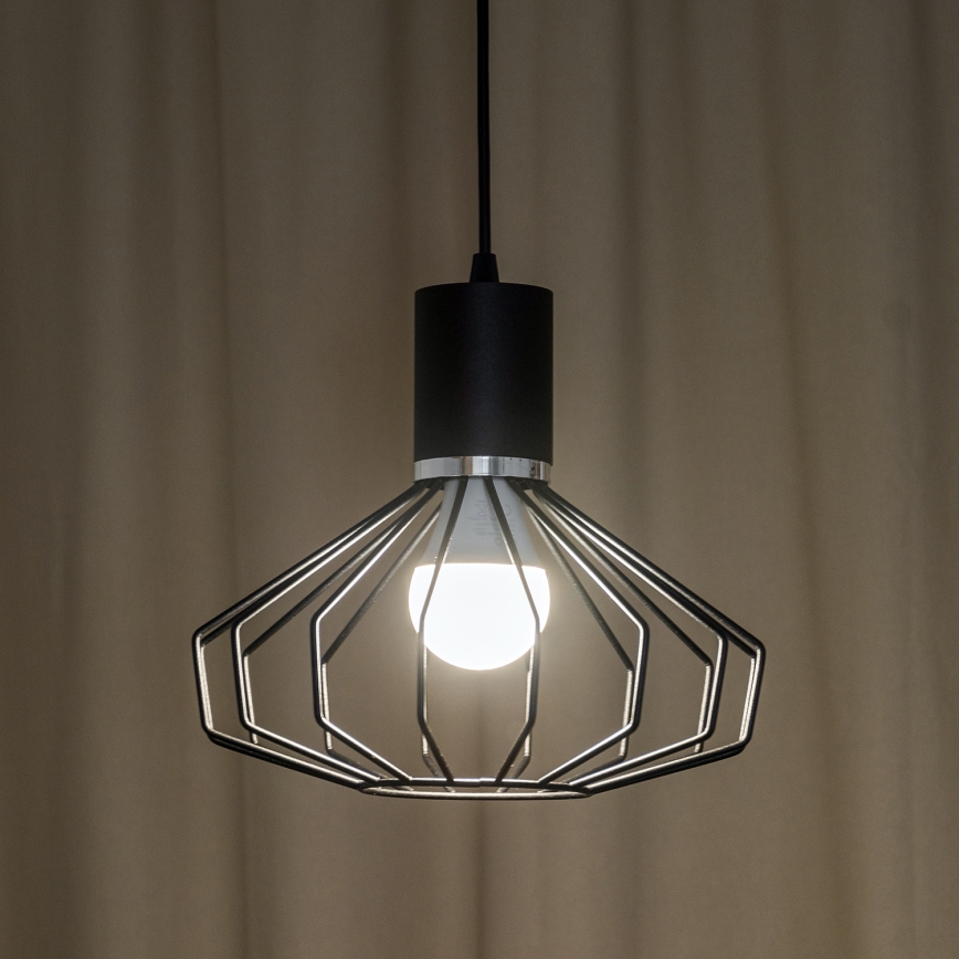 Suspension sur câble SOLANO 1xE27/15W/230V noir/chrome poli