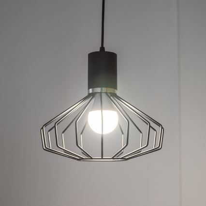 Suspension sur câble SOLANO 1xE27/15W/230V noir/chrome poli