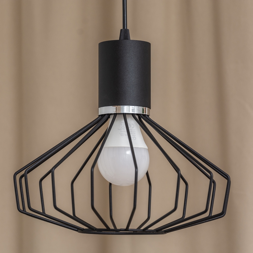 Suspension sur câble SOLANO 1xE27/15W/230V noir/chrome poli