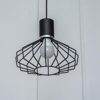 Suspension sur câble SOLANO 1xE27/15W/230V noir/chrome poli