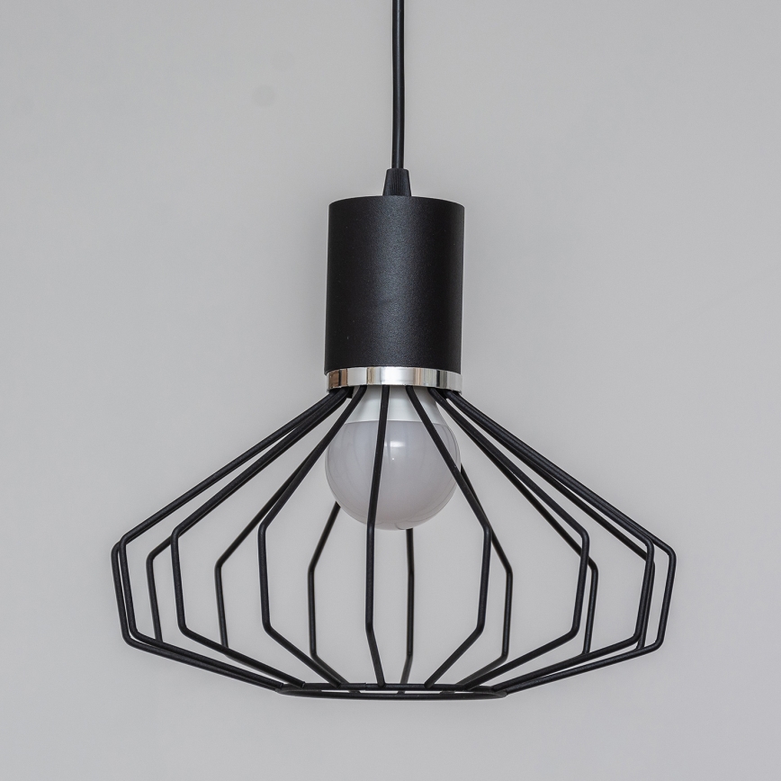Suspension sur câble SOLANO 1xE27/15W/230V noir/chrome poli