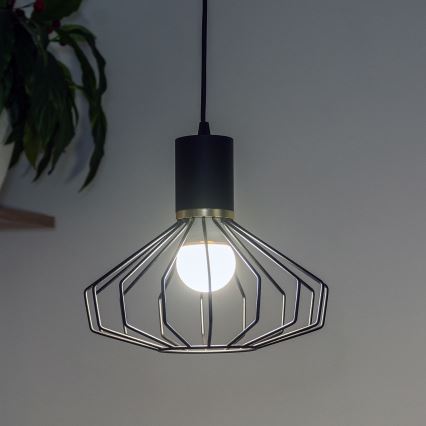 Suspension sur câble SOLANO 1xE27/15W/230V noir/doré