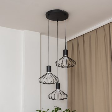 Suspension sur câble SOLANO 3xE27/15W/230V noir/chrome brillant