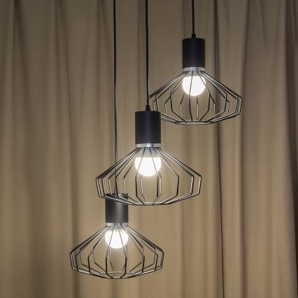 Suspension sur câble SOLANO 3xE27/15W/230V noir/chrome brillant