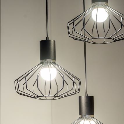 Suspension sur câble SOLANO 3xE27/15W/230V noir/chrome brillant