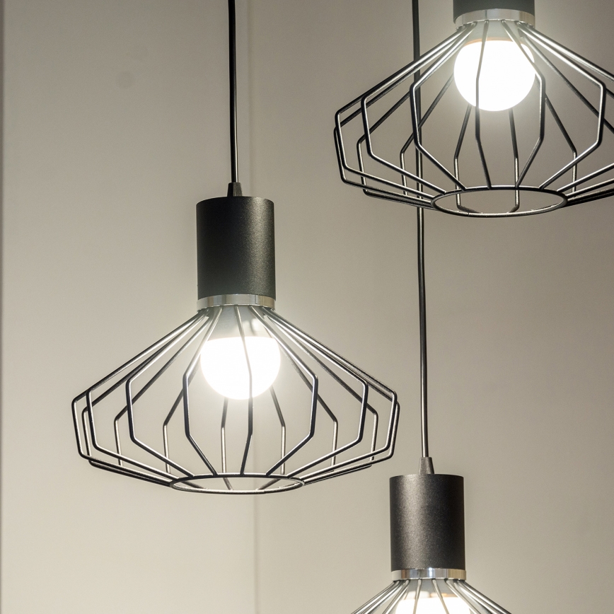 Suspension sur câble SOLANO 3xE27/15W/230V noir/chrome brillant
