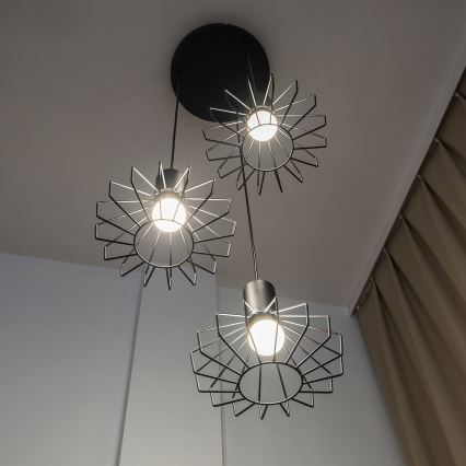 Suspension sur câble SOLANO 3xE27/15W/230V noir/chrome brillant
