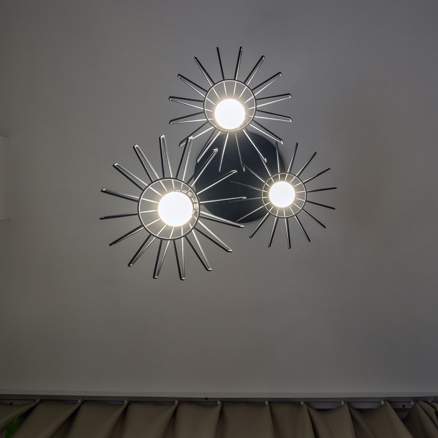 Suspension sur câble SOLANO 3xE27/15W/230V noir/chrome brillant