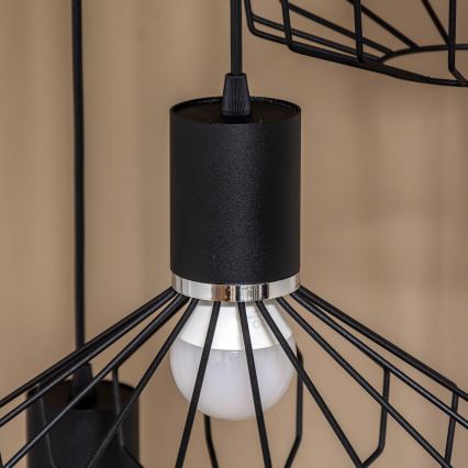 Suspension sur câble SOLANO 3xE27/15W/230V noir/chrome brillant