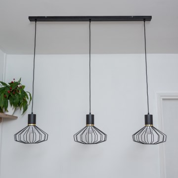 Suspension sur câble SOLANO 3xE27/15W/230V noir/doré