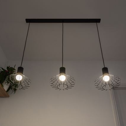 Suspension sur câble SOLANO 3xE27/15W/230V noir/doré