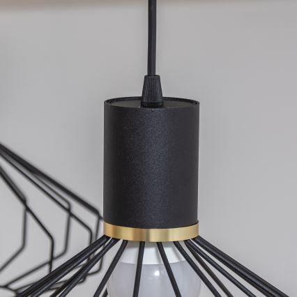 Suspension sur câble SOLANO 3xE27/15W/230V noir/doré