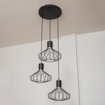 Suspension sur câble SOLANO 3xE27/15W/230V noir/doré