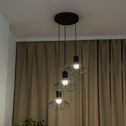 Suspension sur câble SOLANO 3xE27/15W/230V noir/doré